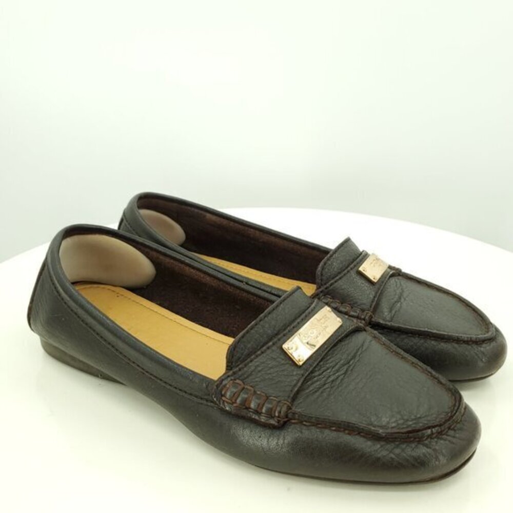 Coach Frederica Brown Slip On Loafers 7.5B Brown/Gold-tone Hardware